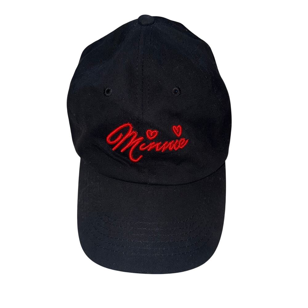 Disneyland Minnie Mouse Black Hat Red Embroidered Logo Adjustable Cap Kidcore